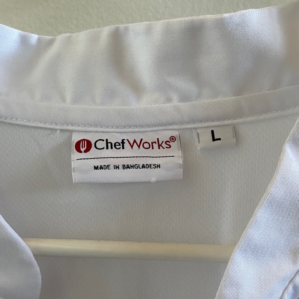 NWOT Men's White Double-Breasted Chef Button Down Dress Shirt - Picture 2 of 6